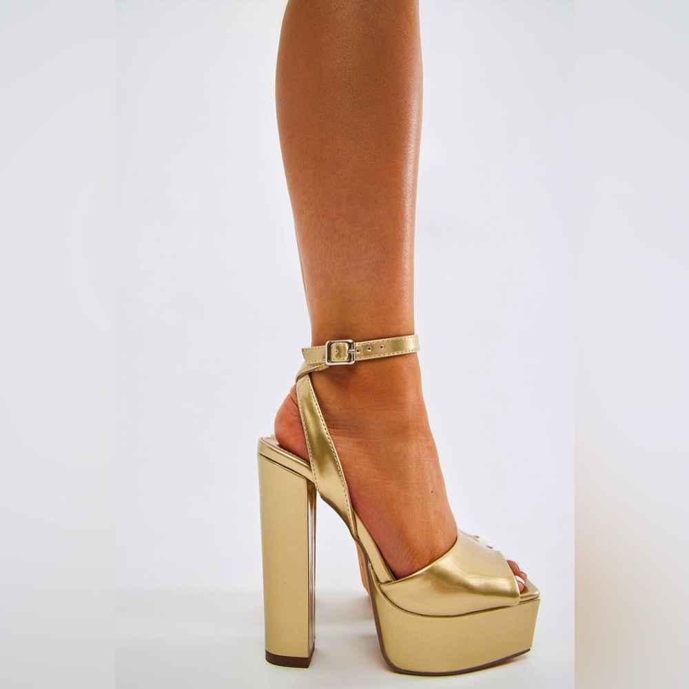 Fashion Nova Gold Platform Heels